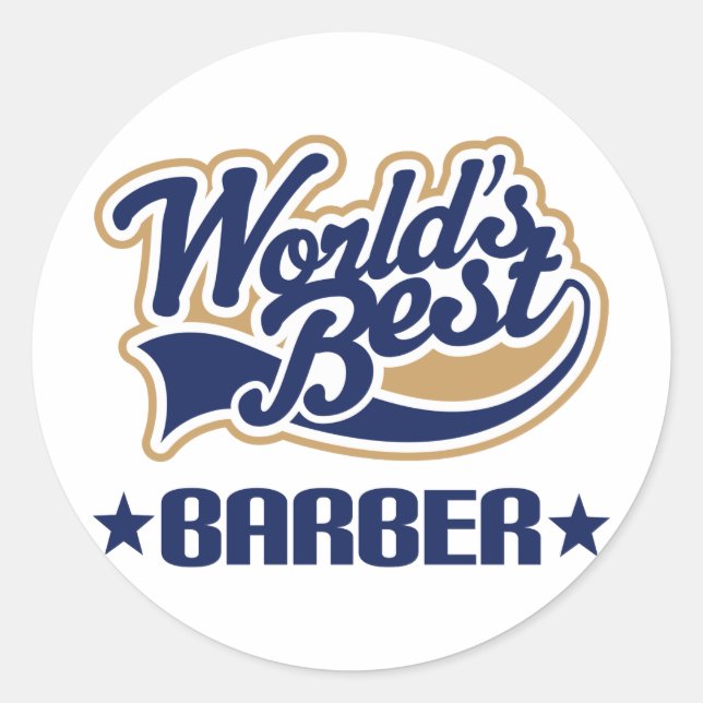 Pegatina Redonda Mejor Barber del Mundo (Anverso)