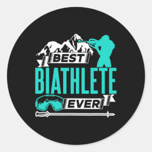 Pegatina Redonda Mejor Biatleta de Biatlón Deportivo 1