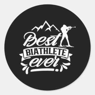 Pegatina Redonda Mejor Biatleta de Biatlón Deportivo de la Historia