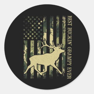 Pegatina Redonda Mejor Buckin' Grampy Ever Camo Bandera Americana D
