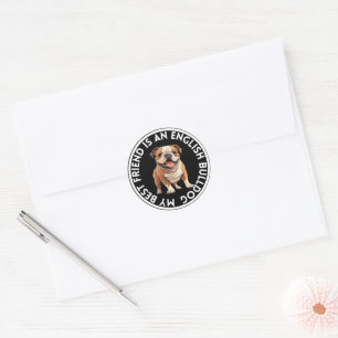 Pegatina Redonda Mejor Bulldog en inglés de amigo