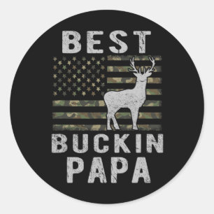 Pegatina Redonda Mejor burlón papá camuflaje bandera estadounidense