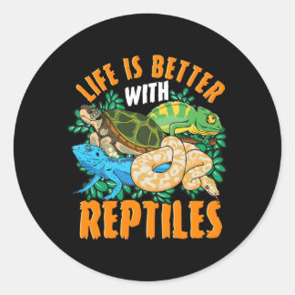 Pegatina Redonda Mejor Con Reptiles Lizards Turtles Snana