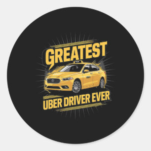 Pegatina Redonda Mejor Conductor Uber Cada Vez Más Funny 1