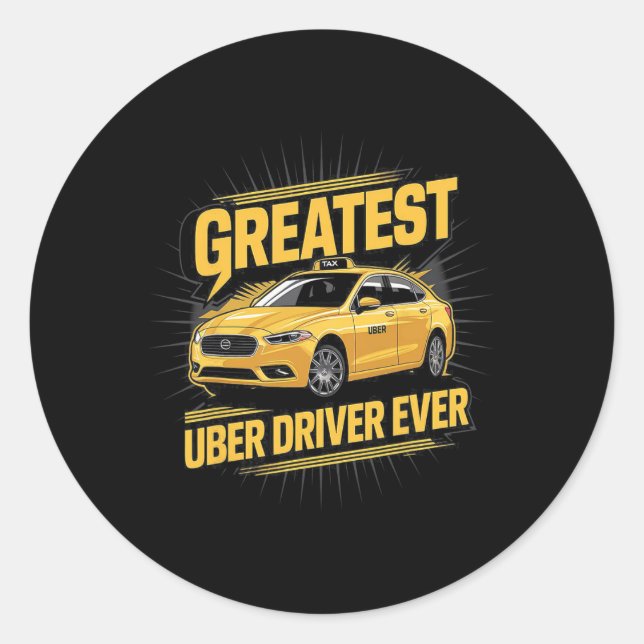 Pegatina Redonda Mejor Conductor Uber Cada Vez Más Funny 1 (Anverso)