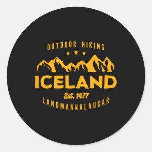 Pegatina Redonda Mejor Cool Islandia Islandia Senderismo Landmannal