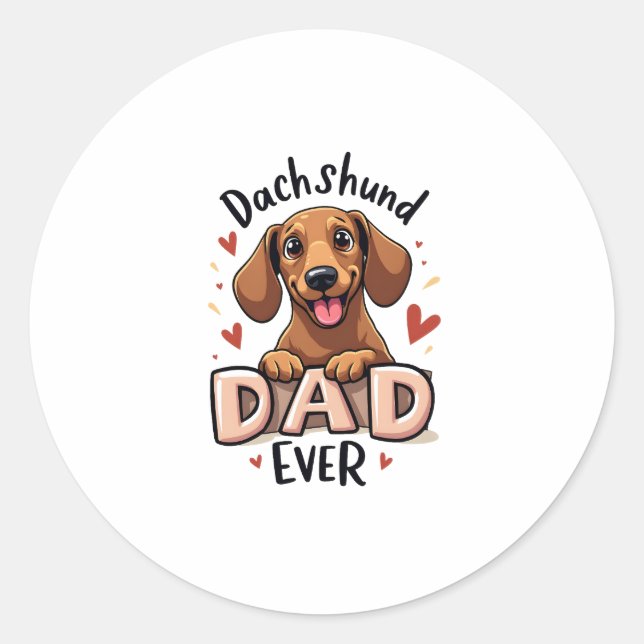 Pegatina Redonda Mejor Dachshund Dad Ever T Shirt (Anverso)