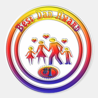 Pegatina Redonda Mejor DAD Award Rainbow Family
