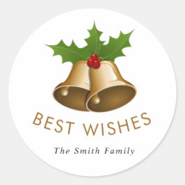 Pegatina Redonda Mejor deseo: familia Jingle Bells Smith