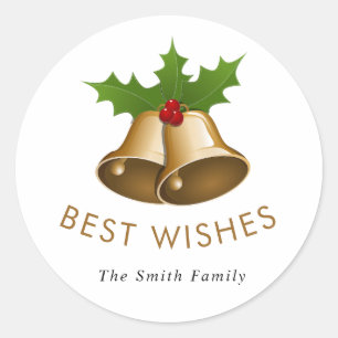 Pegatina Redonda Mejor deseo: familia Jingle Bells Smith