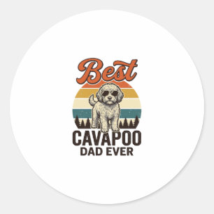 Pegatina Redonda Mejor diseño de camiseta de perro vintage para pap