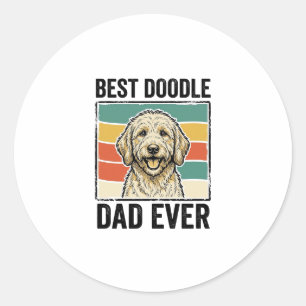 Pegatina Redonda Mejor diseño de camiseta de perro vintage para pap