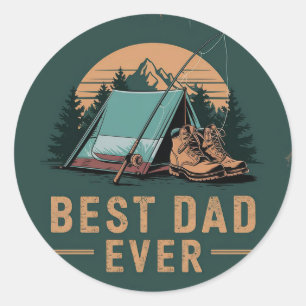 Pegatina Redonda Mejor Diseño de Camping de Papá Ever