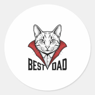 Pegatina Redonda Mejor diseño de grabado vintage de gato vampiro pa