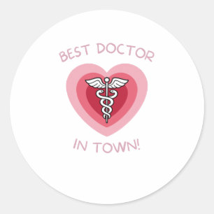 Pegatina Redonda Mejor Doctor De La Ciudad Diseño Médico Del Corazó