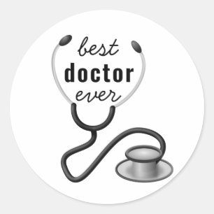 Pegatina Redonda Mejor Doctor Siempre Estetoscopio Médico Graduació