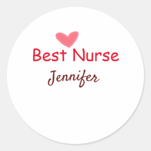 Pegatina Redonda Mejor enfermera que nunca añada un nombre para el
