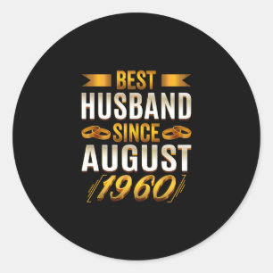 Pegatina Redonda Mejor Esposo Desde Agosto De 1960 - Gracioso 60