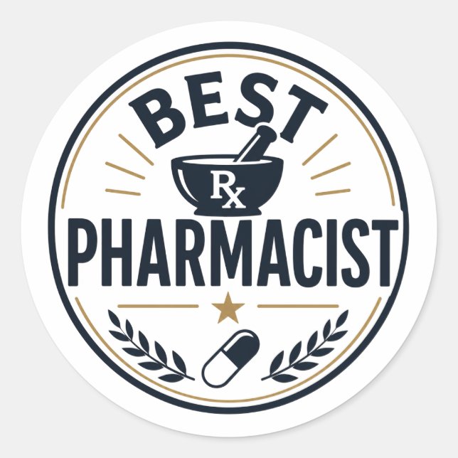 Pegatina Redonda Mejor Farmacéutico (Anverso)