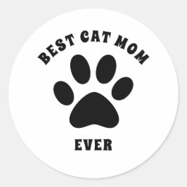 Pegatina Redonda Mejor Gato Mamá Personalizado Texto Personalizado