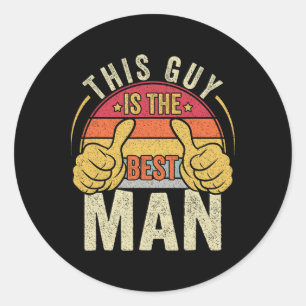 Pegatina Redonda Mejor hombre Boda Groomsmen Funny Bridal Bach