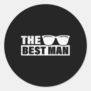 Pegatina Redonda Mejor hombre Boda Groomsmen Gracioso soltero P