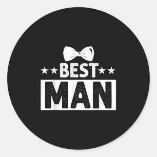 Pegatina Redonda Mejor hombre Boda Groomsmen Gracioso soltero P
