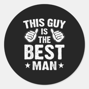 Pegatina Redonda Mejor hombre Boda Groomsmen Gracioso soltero P
