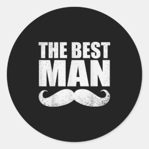 Pegatina Redonda Mejor hombre Boda Groomsmen Gracioso soltero P