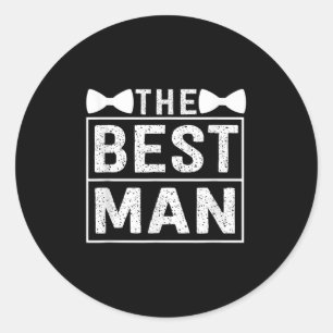 Pegatina Redonda Mejor hombre Boda Groomsmen Gracioso soltero P