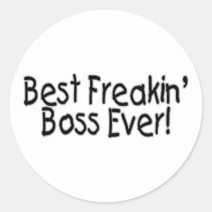 Pegatina Redonda Mejor Jefe Freakin de la Historia