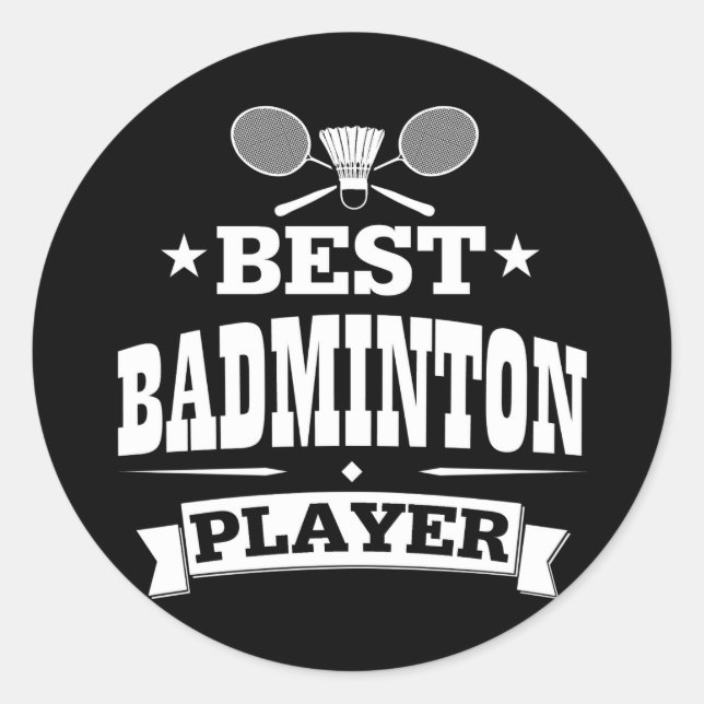 Pegatina Redonda Mejor jugador de Badminton (Anverso)