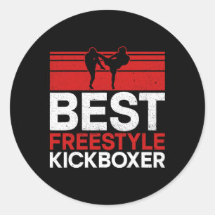 Pegatina Redonda Mejor Kickboxer de Freestyle - Material Arts Kickb