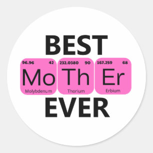 Pegatina Redonda Mejor Madre del Mundo Tabla Periódica