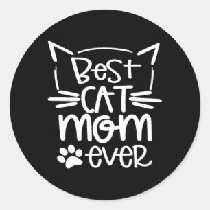 Pegatina Redonda Mejor Madre Gata Siempre Excelente Para Mascota