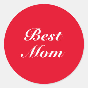 Pegatina Redonda Mejor Mamá, Día de la Madre, Rojo
