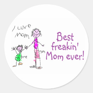 Pegatina Redonda Mejor Mamá Freakin (Niño)
