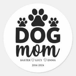 Pegatina Redonda Mejor Mamá Perro del Mundo Feliz Día de la Madre