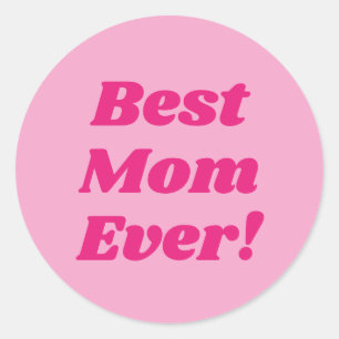 Pegatina Redonda Mejor Mamá Rosa