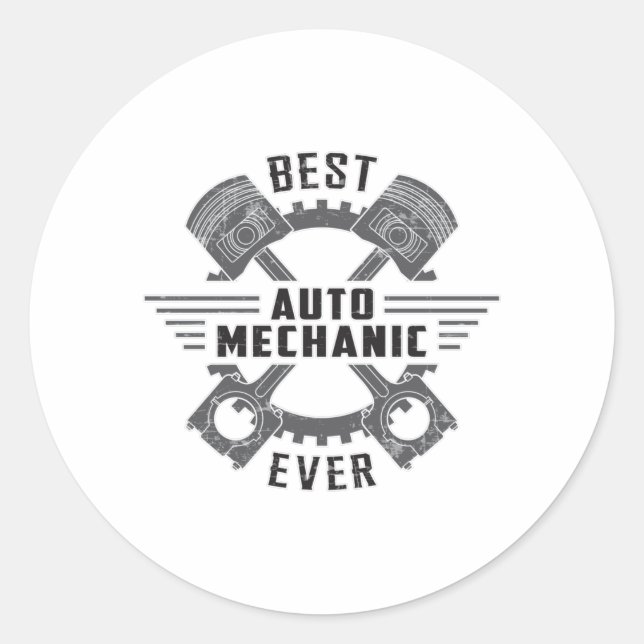Pegatina Redonda Mejor Mecánica del Motor del Auto Idea de regalo d (Anverso)