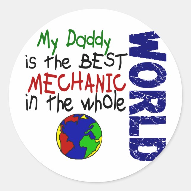 Pegatina Redonda Mejor Mecánico Del Mundo 2 (Papi) (Anverso)