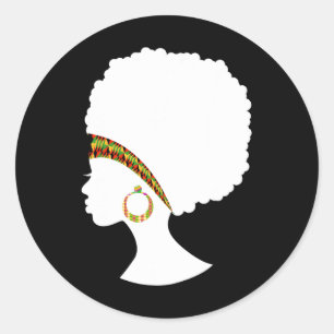 Pegatina Redonda Mejor mujer afroamericana de tela de pelo natural