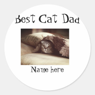 Pegatina Redonda mejor nombre de foto de papá gato día del padre pa