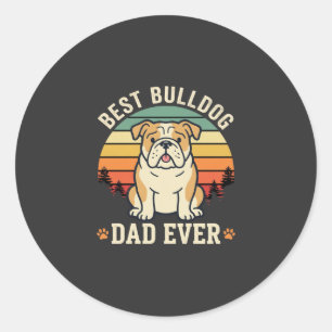 Pegatina Redonda Mejor papá Bulldog Retro Vector