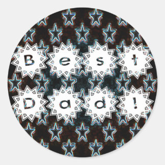 Pegatina Redonda Mejor papá con estrellas de neón
