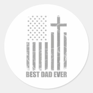 Pegatina Redonda Mejor Papá Cristiano Patriótico de Estados Unidos