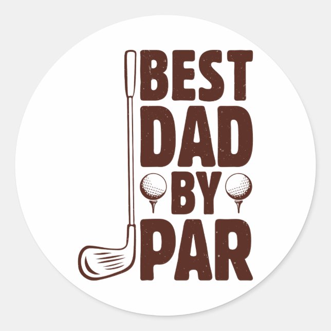 Pegatina Redonda Mejor Papá De Par Golf Dad (Anverso)