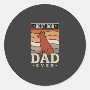 Pegatina Redonda Mejor papá de perro Retro Silueta