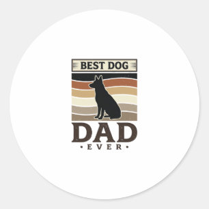Pegatina Redonda Mejor papá de perro vintage diseño de amante de pe