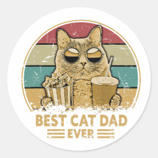 Pegatina Redonda mejor papá del gato nunca
